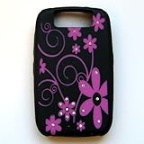 RIM BlackBerry Curve 8900 T-Mobile Black Laser Skin Case Rubber Silicone Pr ....