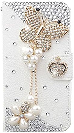 Sony Xperia C3 Case,Sony Xperia C3 Case - 3D Handmade Bling Crystal butterfly Heart Rhinestone Diamond Flowers PU Leather Wallet Type with Magnetic Clasp Credit Card Holder Design Folio Case Cover for Sony Xperia C3