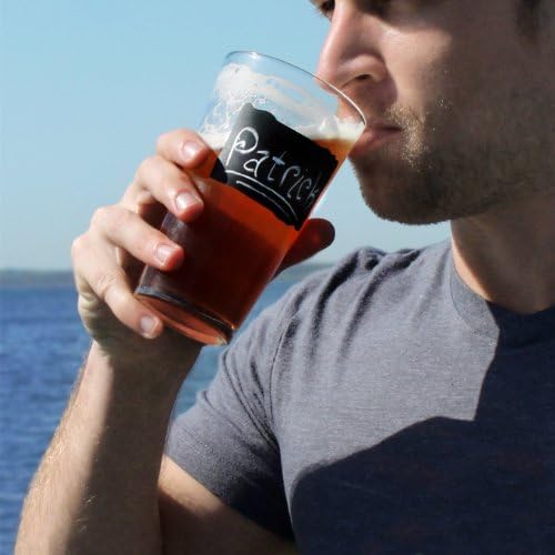 (4-Pack) 16oz Chalkboard Beer Mug Pint Glass Set