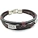 KONOV Mens Womens Leather Rope Bracelet, Tribal Braided Cuff Bangle, Brown Black Silver