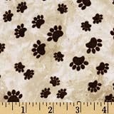 44'' Wide Comfy Flannel Bear Paw Prints Wilderness Tan Fabric By The Yard