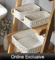 3 Piece White Rattan Storage Basket Set