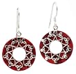 ACOMO 925 Sterling Silver & Red Coral Teardrop Dangle Earrings - 1.75" Drop