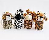Geschenke zum Kindergeburtstag Set PLÜSCHSAFARI mit Plüschtieren und Kindertassen als Schulanfangsgeschenke