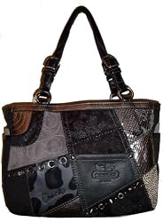 Coach Purse Handbag Tonal Patchwork Gal Tote 12902
