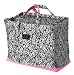 Bungalow Scout Four Boys Storage Tote Bag with Zipper, French Twist Black / Pink Faux Leather Trim, 12345