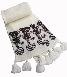 Alpaca Handmade Scarf for Girls - Circus Bears Dancing (Extra Large)
