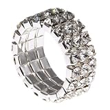 3 Row Clear Crystal Stretch Fashion Ring