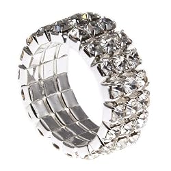 3 Row Clear Crystal Stretch Fashion Ring