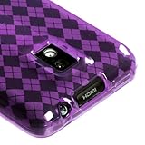 TPU Purple Argyle Pane Silicone Skin Gel Cover Case For LG Optimus G2x