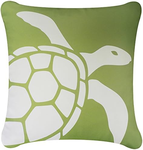 Wabisabi Green Sea Turtle Decorative Organic Cotton Square Throw Pillow Cover, 18 by 18-Inch, Apple Green