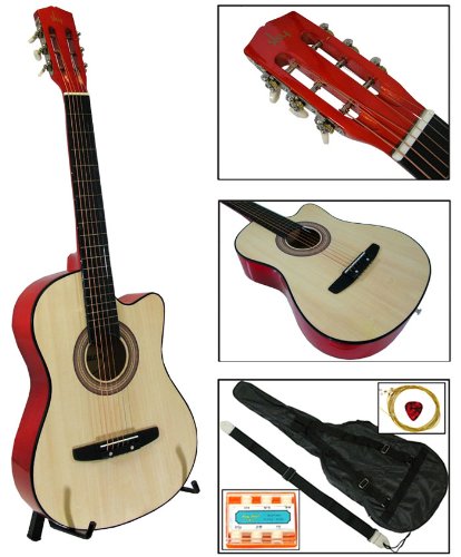 New Natural Cutaway Acoustic Guitar W/ Accessories Combo Kit Beginners
