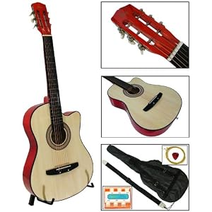 New Natural Cutaway Acoustic Guitar W/ Accessories Combo Kit Beginners