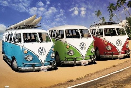 1art1 52985 Autos - VW Bus, Bulli, Strand Poster 91 x 61 cm
