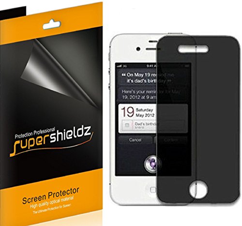 [2 Pack] SUPERSHIELDZ- Privacy Anti-Spy Screen Protector Shield For Apple iPhone 4 4S + Lifetime Replacements Warranty - Retail Packaging
