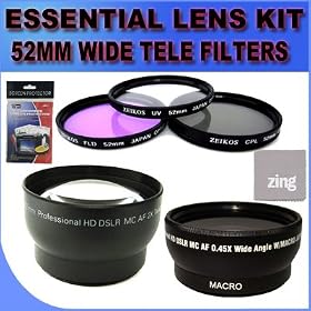 Essential Camera & Camcorder Starter kit, 52MM 0.45X High Definition Super Wide Angle... by BVI