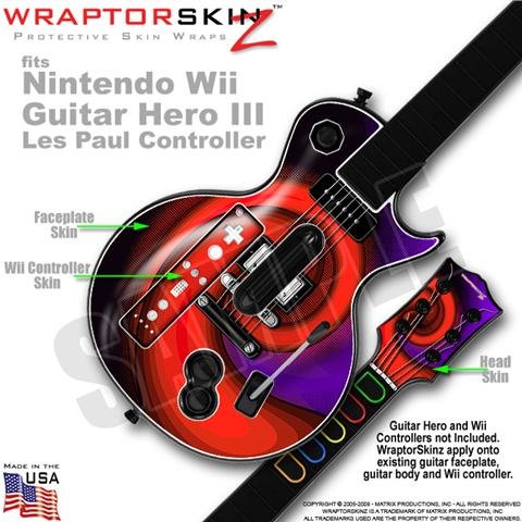 Alecias Swirl 01 Red Skin by WraptorSkinz TM fits Nintendo Wii Guitar Hero III (3) Les Paul Controller (GUITAR NOT INCLUDED)