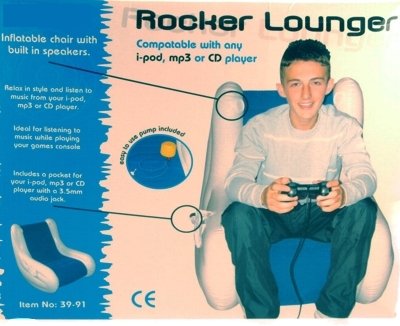 Ukayed Electric Blue Rocker Lounger Inflatable Chair With Built In Speakers