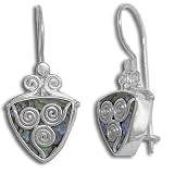 Sterling Silver Paua Shell Trillion Latch Back Earrings by Sajen