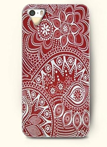 OOFIT Apple iPhone 5 5S Case Moroccan Pattern ( Maroon and White Flowers )