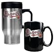 Atlanta Braves MLB Stainless Steel Travel Mug & Black Ceramic Mug Set - Primary Logo by Great American Products