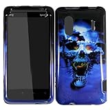 iFase Brand HTC Evo Design 4g Cell Phone Blue Skull Protective Case Facepla ....