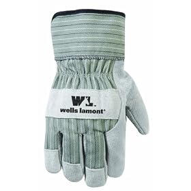 Wells Lamont 4100 Wing Thumb, Reinforced Palm Patch Work Glove with Suede Pearl Cowhide Safety Cuff