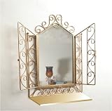 Gold Iron Wall Mirror with See Through Doors