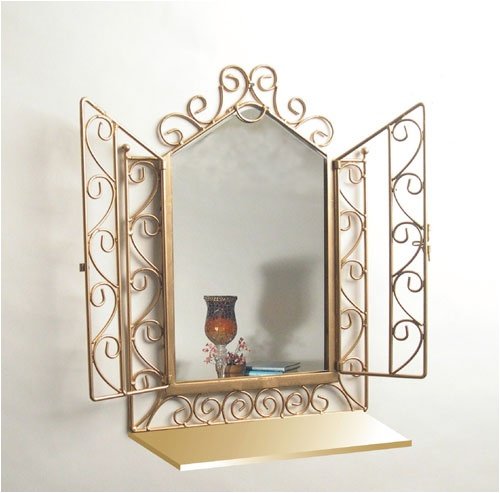 Gold Iron Wall Mirror with See Through Doors