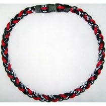 Titanium Tornado Baseball Necklace Red Black 18"