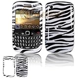 BlackBerry Gemini 8520/Curve 8530 Cell Phone Black/White Zebra Design Prote ....