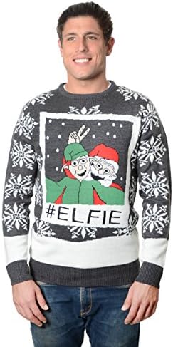 RWB Unisex Elfie Ugly Christmas Sweater Charcoal, Medium