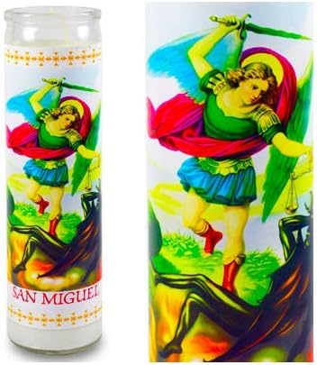 8" Archangel Michael Candle in 12" Glass