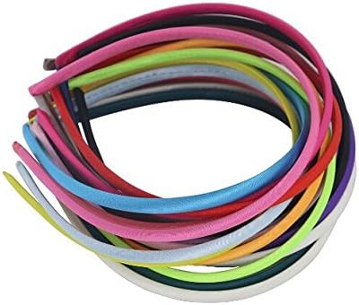 26pcs opcc Little Girls' Diy Satin Covered Headbands Grosgrain Lined Resin Hairbands 1cm Width 36cm Circle Size(Per Pack Each Color 1pcs)