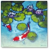 Koi Pool II Animals Art Poster Print by Kazuo, 28x28