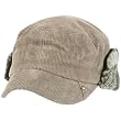 Winter Corduroy Sherpa Plaid Earflaps Cadet Military Castro Ski Hat Cap Gray