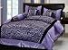Chezmoi Collection 7 Pieces Purple and Black Zebra Micro Fur Comforter/bed-in-a-bag Set Full or Double Size Bedding