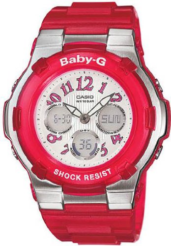 Casio Baby-G World Time Alarm Chrono - Perpetual Calendar - Red Resin Band