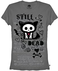 Skelanimals Kit the Cat Dead Doodle Kit Gray T-shirt Small