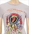 Ed Hardy Phoenix Bird & Mum Flower Tunic T-shirt in Lavander, Womens
