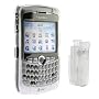 Blackberry 8300 Curve PDA Accessory Bundle Kit - Clear Snap On Crystal Cover Case W/ Belt Clip + Premium Reusable Screen Protector with Lint Cleaning Cloth By Ikross