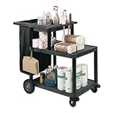 Luxor Janitorial/Cleaning 3 shelf Housekeeping cart with Nylon Trash Bag
