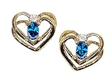 0.54 cts Genuine Blue Topaz Earrings - 14kt White or Yellow Gold LIFETIME WARRANTEE