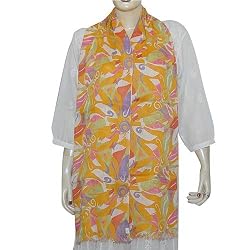 Printed Scarf Linen Multicolored Rectangular 24 x 74 inches