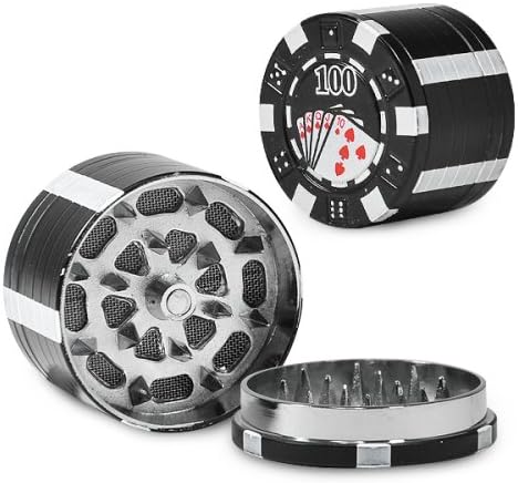 3pc Poker Chips Novelty Tobacco Herb Grinder with Pollen Sifter - 100