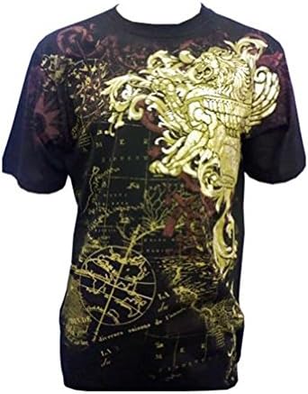 Konflic Golden Lion World Atlas Designer Muscle T-shirt Black 4XL