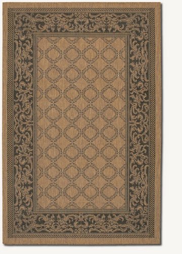 2'3 x 11'9 Garden Lattice Cocoa Black Indoor/Outdoor Runner Area Rug