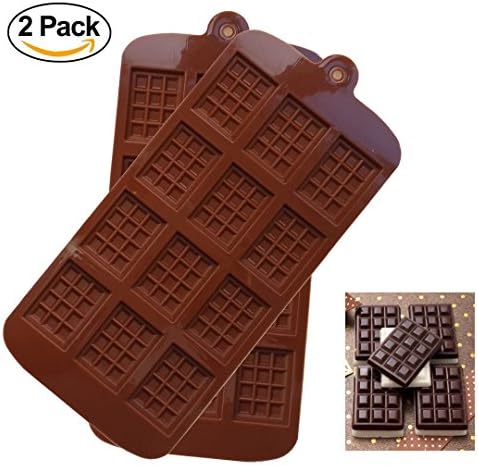 Sinduc 12-Cavity Cake Mold Silicone Chocolate Bar Sugar Craft Baking Pattern Mold 2 Pack