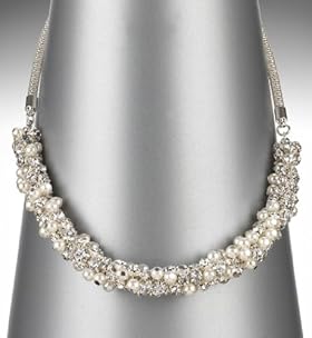 Faux Pearl Diamanté Collar Necklace