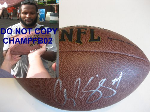 CHAMP BAILEY,DENVER BRONCOS,WASHINGTON REDSKINS,GEORGIA BULL DOGS,SIGNED,AUTOGRAPHED,NFL FOOTBALL,WITH PROOF + COA